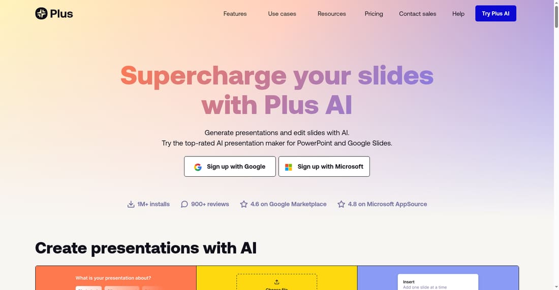 Plus AI Presentation Agent screen shot