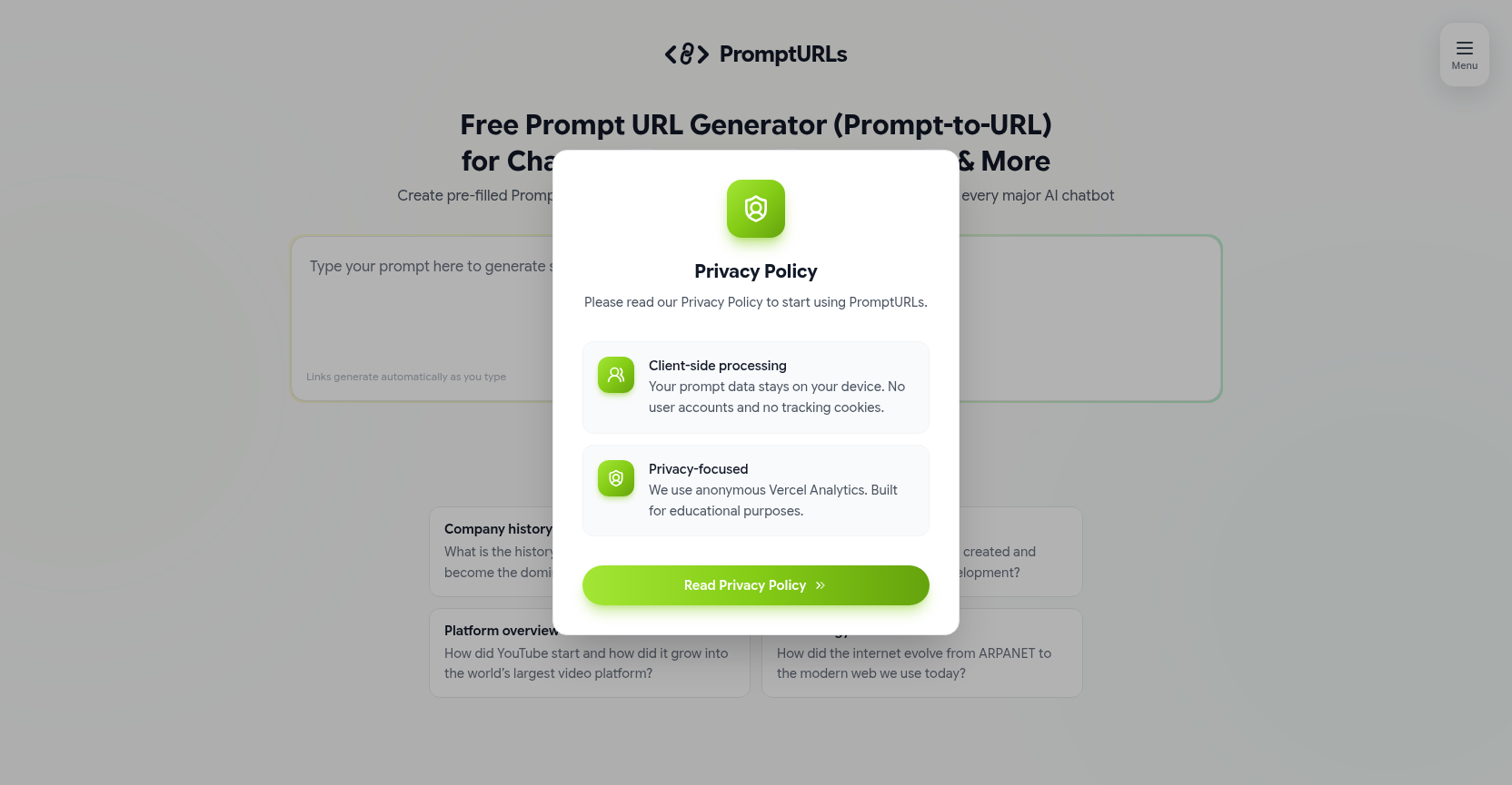 PromptURLs screen shot