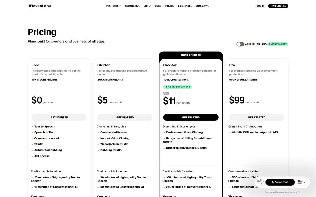 ElevenLabs screen shot