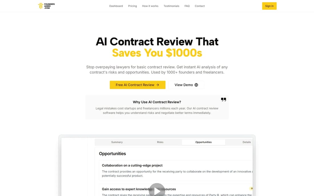 Founders Agreement screen shot