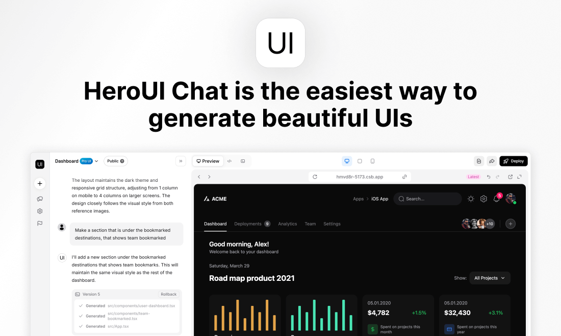 HeroUI Chat screen shot