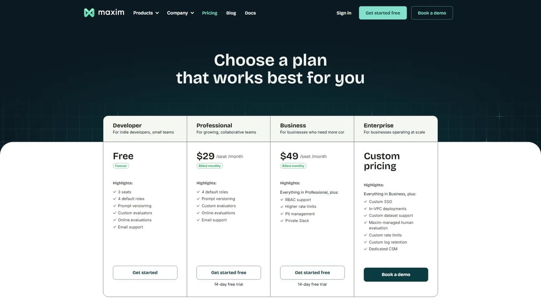 Maxim AI screen shot