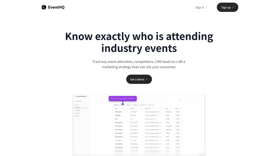 EventHQ screen shot