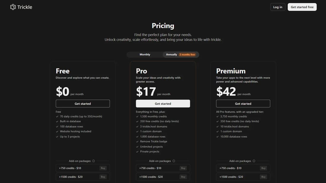 Trickle AI screen shot
