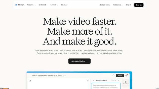 Screenshot or logo of Descript tool