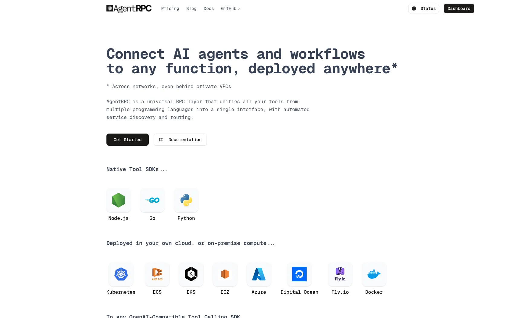 Screenshot or logo of AgentRPC tool