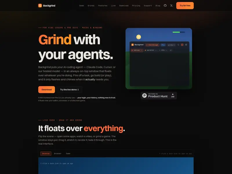 Screenshot or logo of Backgrind tool