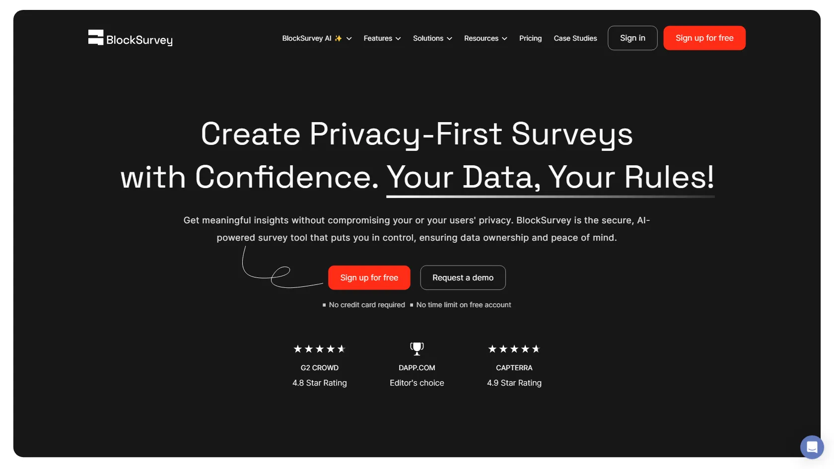 Screenshot or logo of BlockSurvey tool