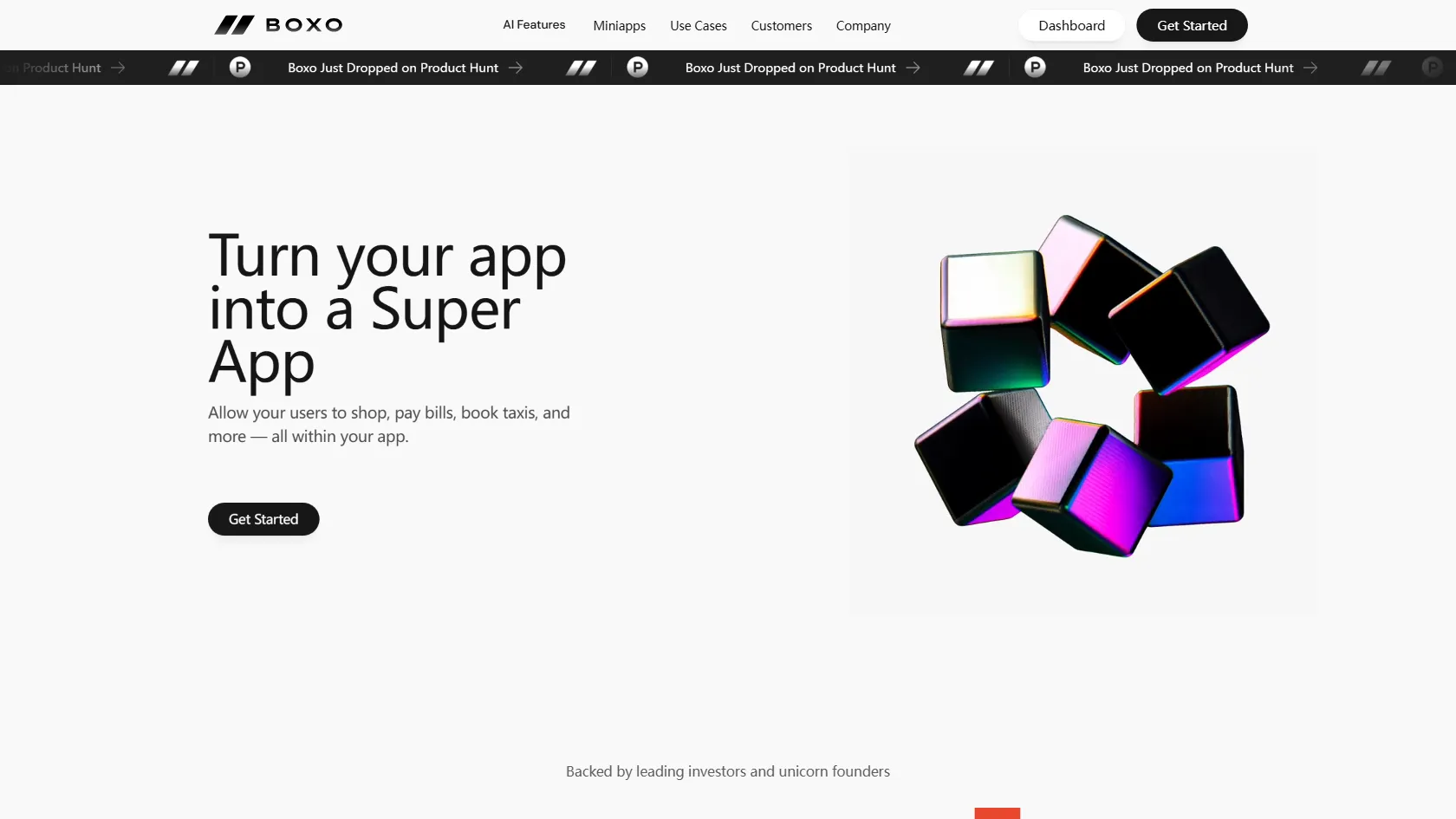 Screenshot or logo of Boxo Super App Platform tool