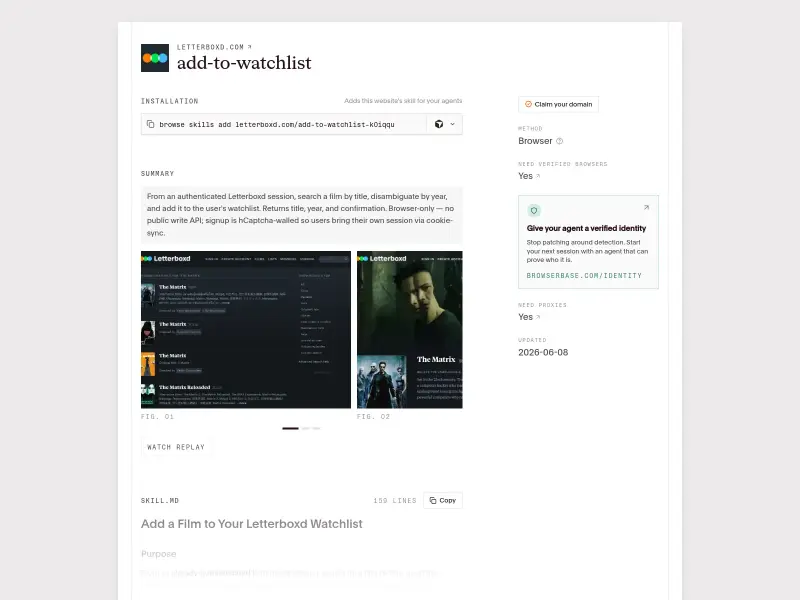 Screenshot or logo of Letterboxd Add Film to Watchlist tool
