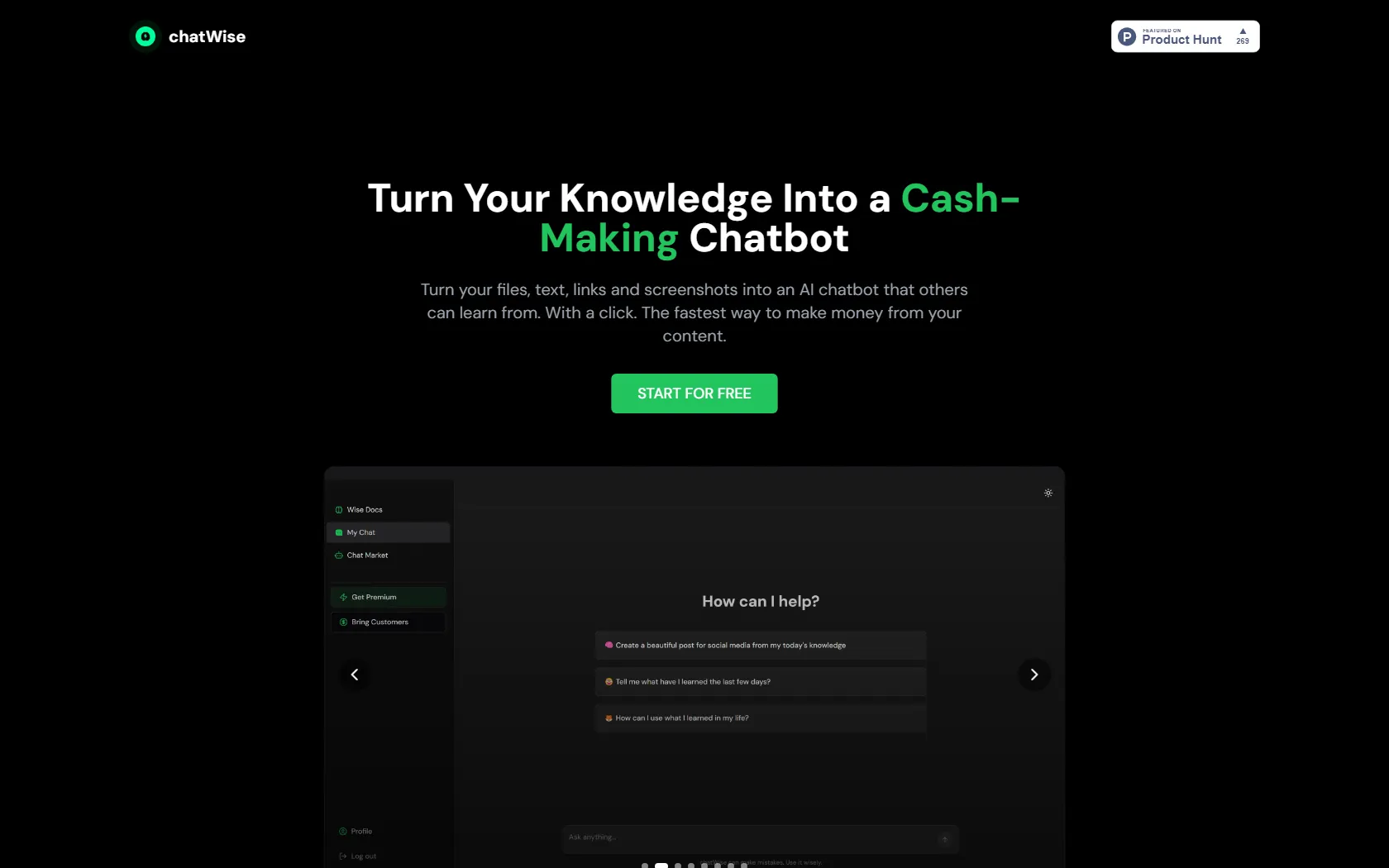 Screenshot or logo of chatWise tool