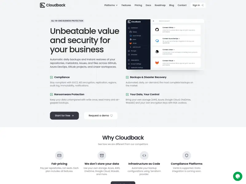 Screenshot or logo of Cloudback tool