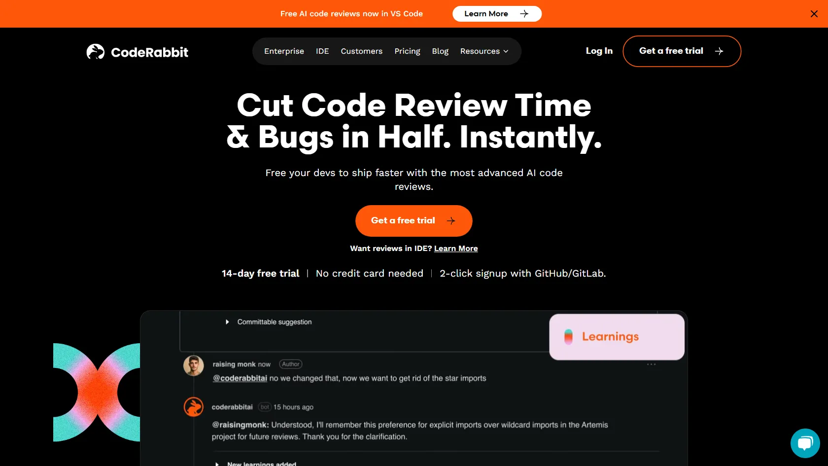 Screenshot or logo of CodeRabbit tool