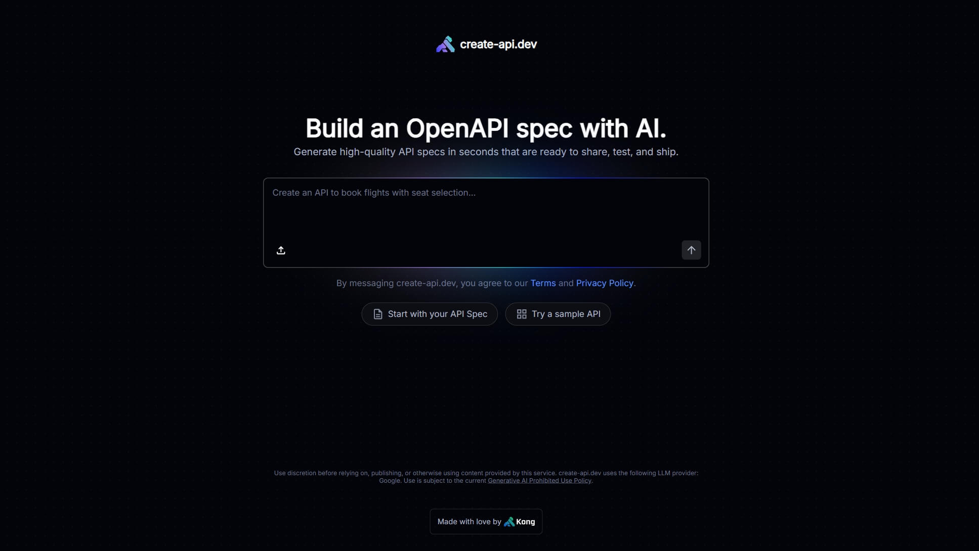 Screenshot or logo of create-api.dev tool