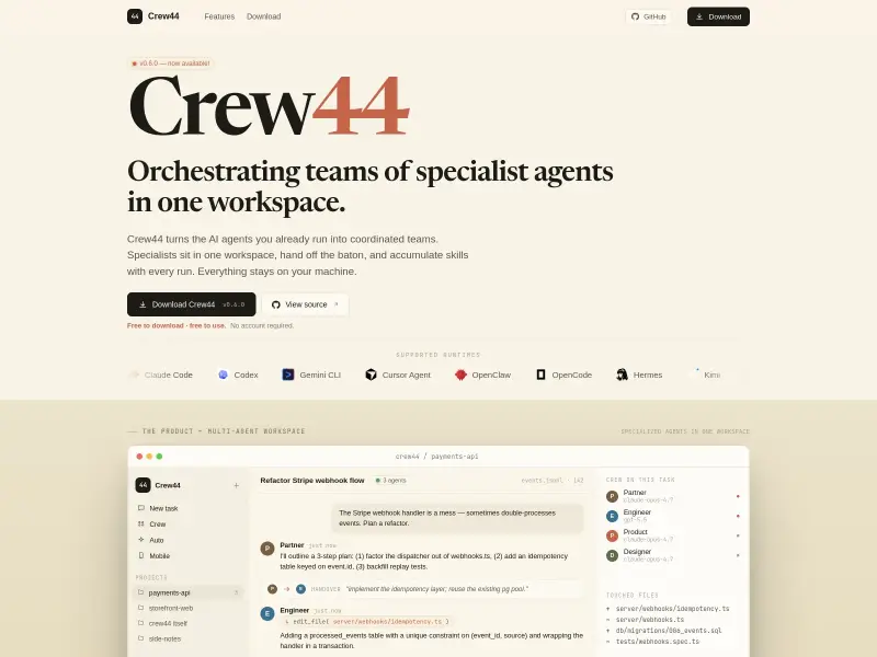 Screenshot or logo of Crew44 tool