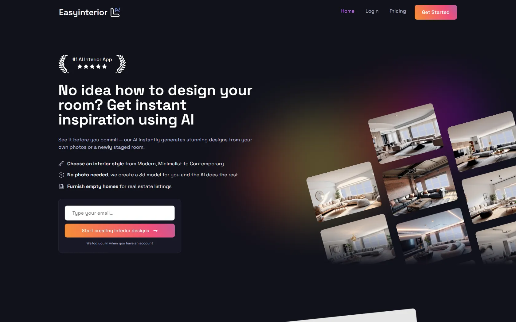 Screenshot or logo of Easyinterior AI tool