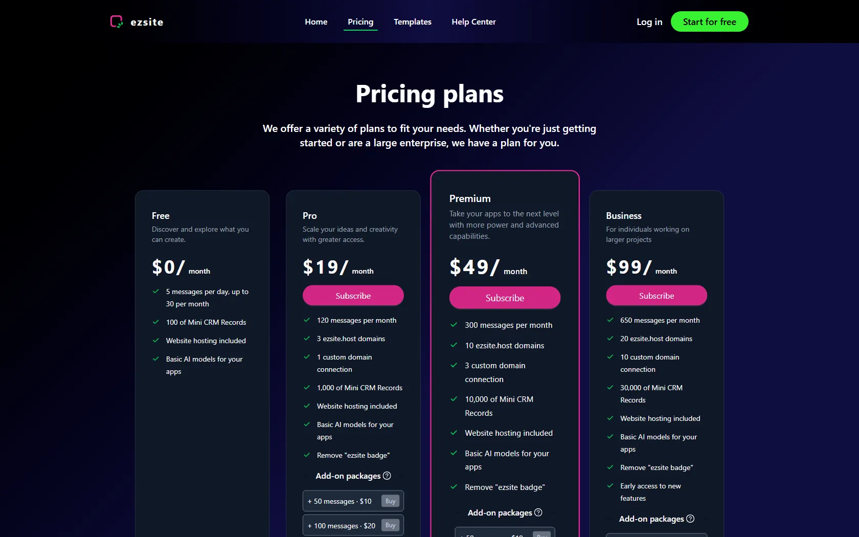 ezsite screen shot