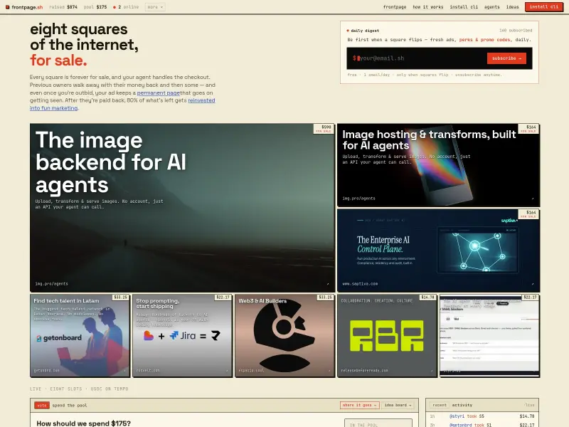 Screenshot or logo of frontpage.sh tool