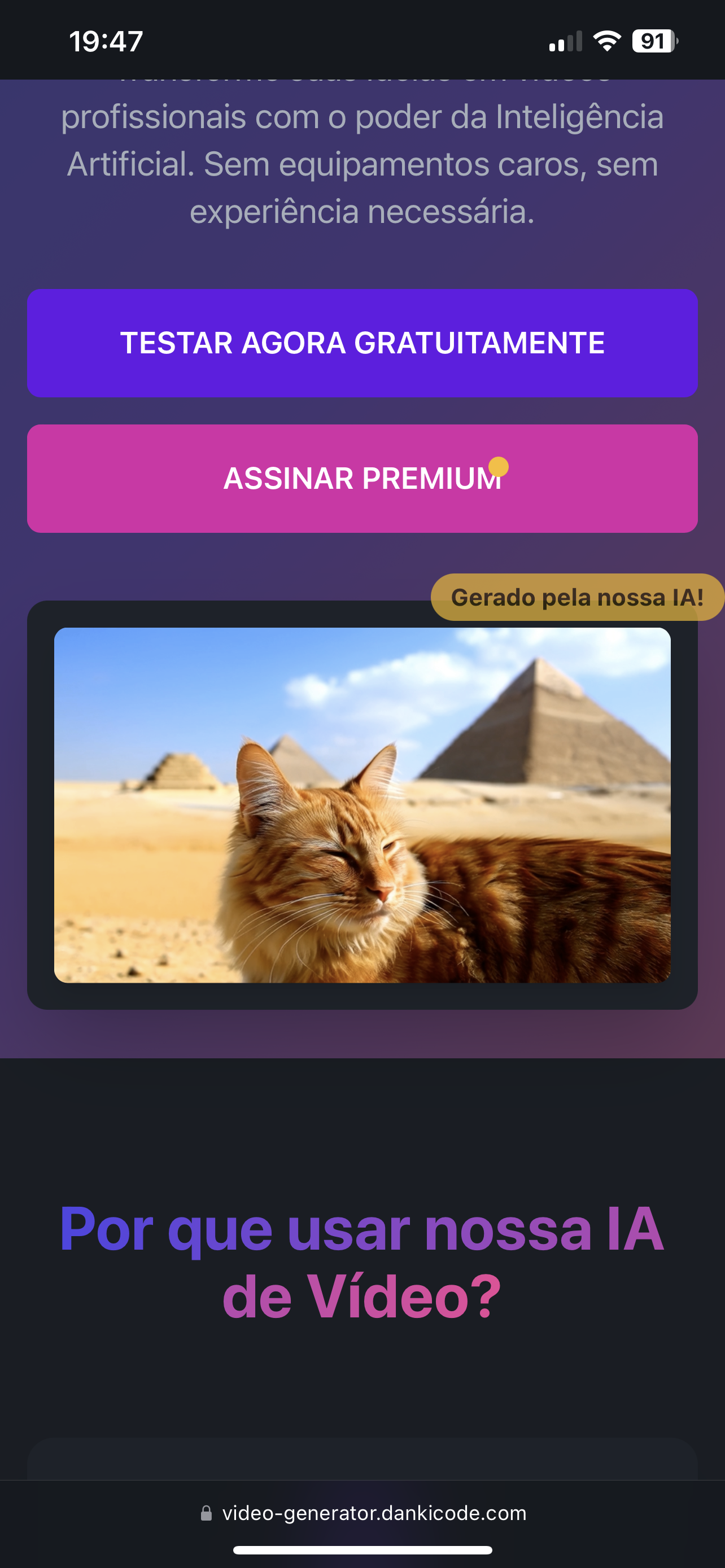 Gerador de Vídeo com IA