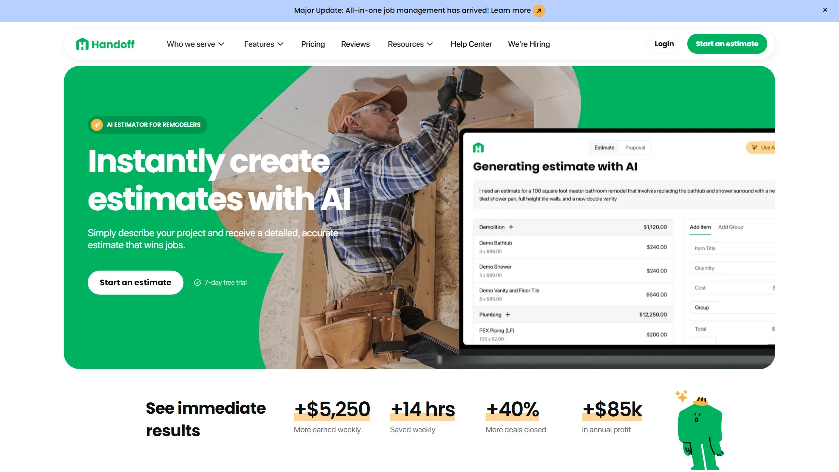 Screenshot or logo of Handoff AI Estimating tool