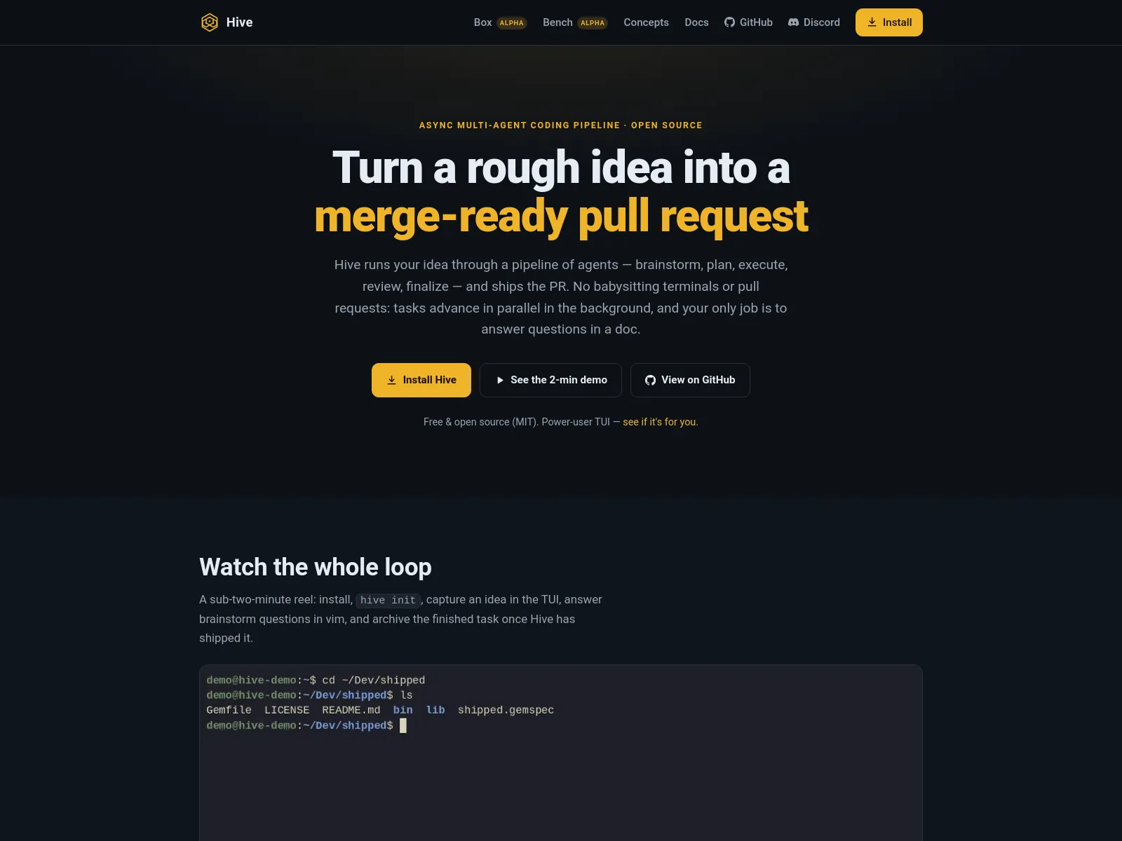 Hive screen shot