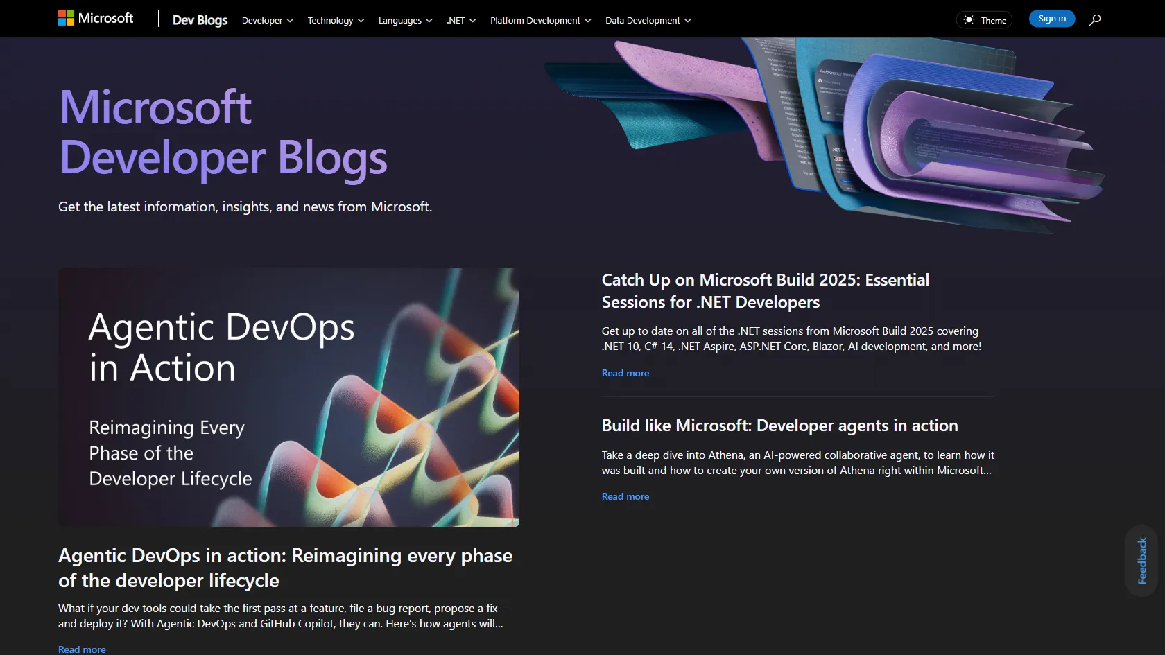 Microsoft Developer Blogs screen shot