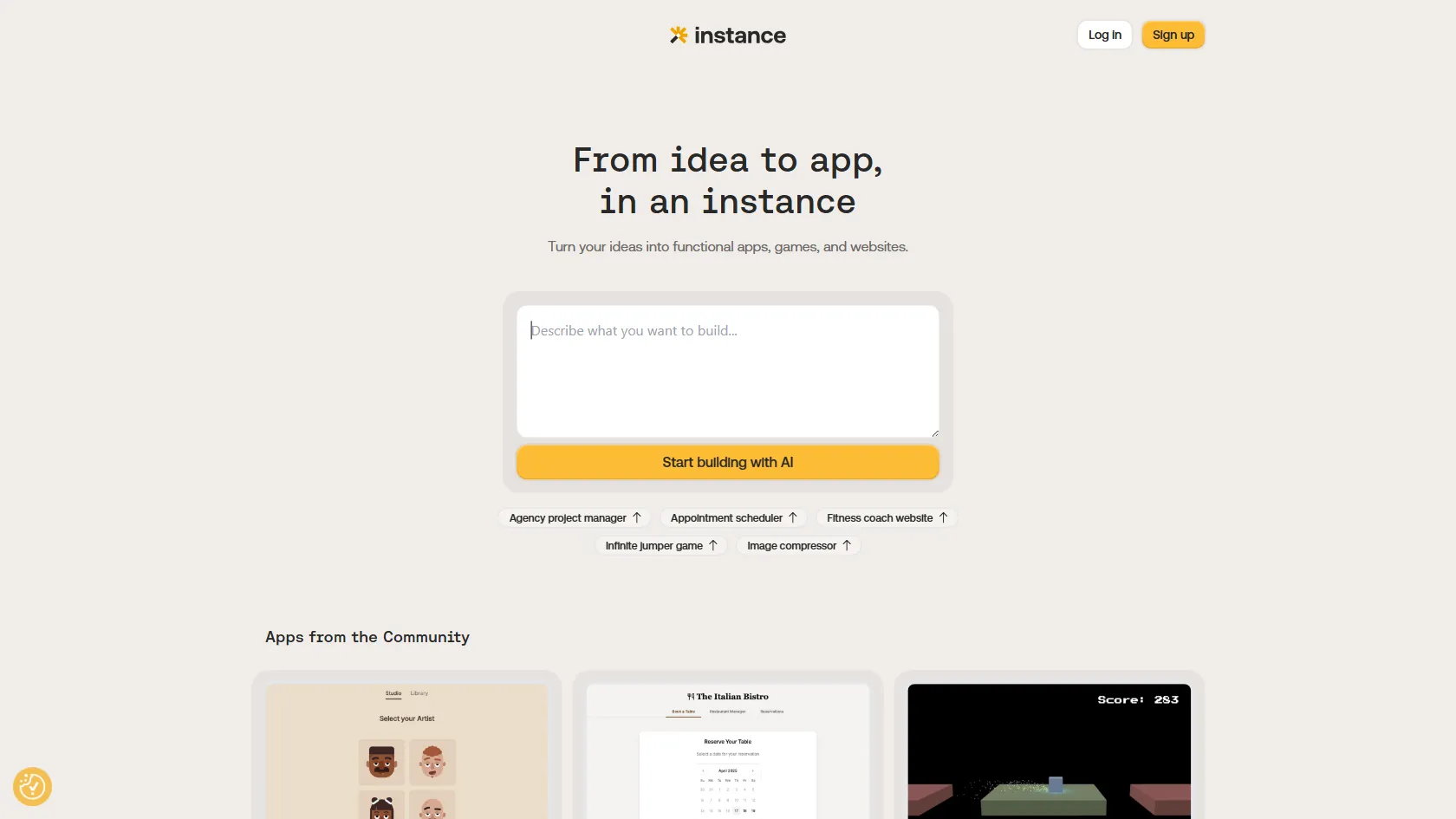 Instance screen shot