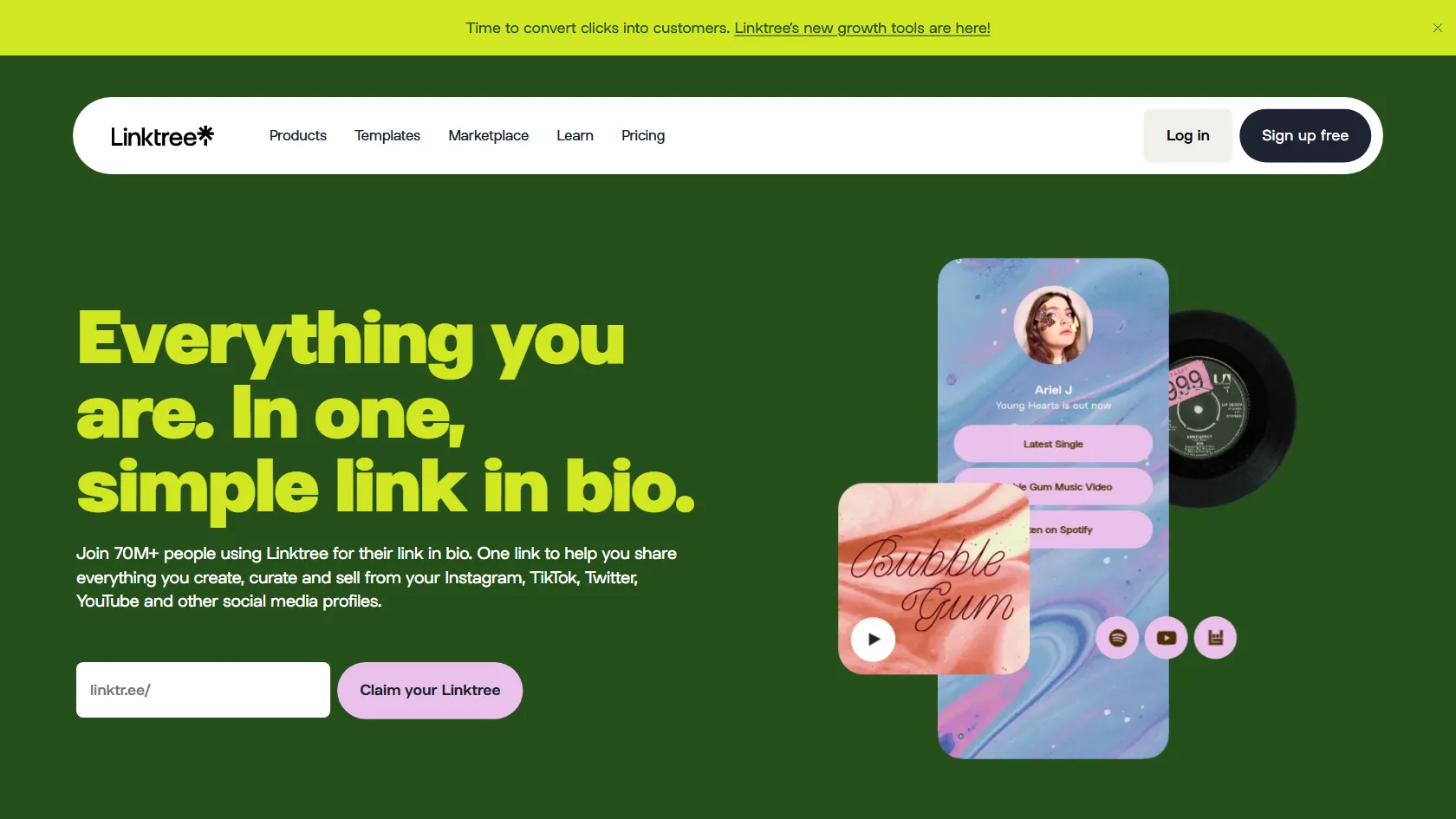 Linktree screen shot