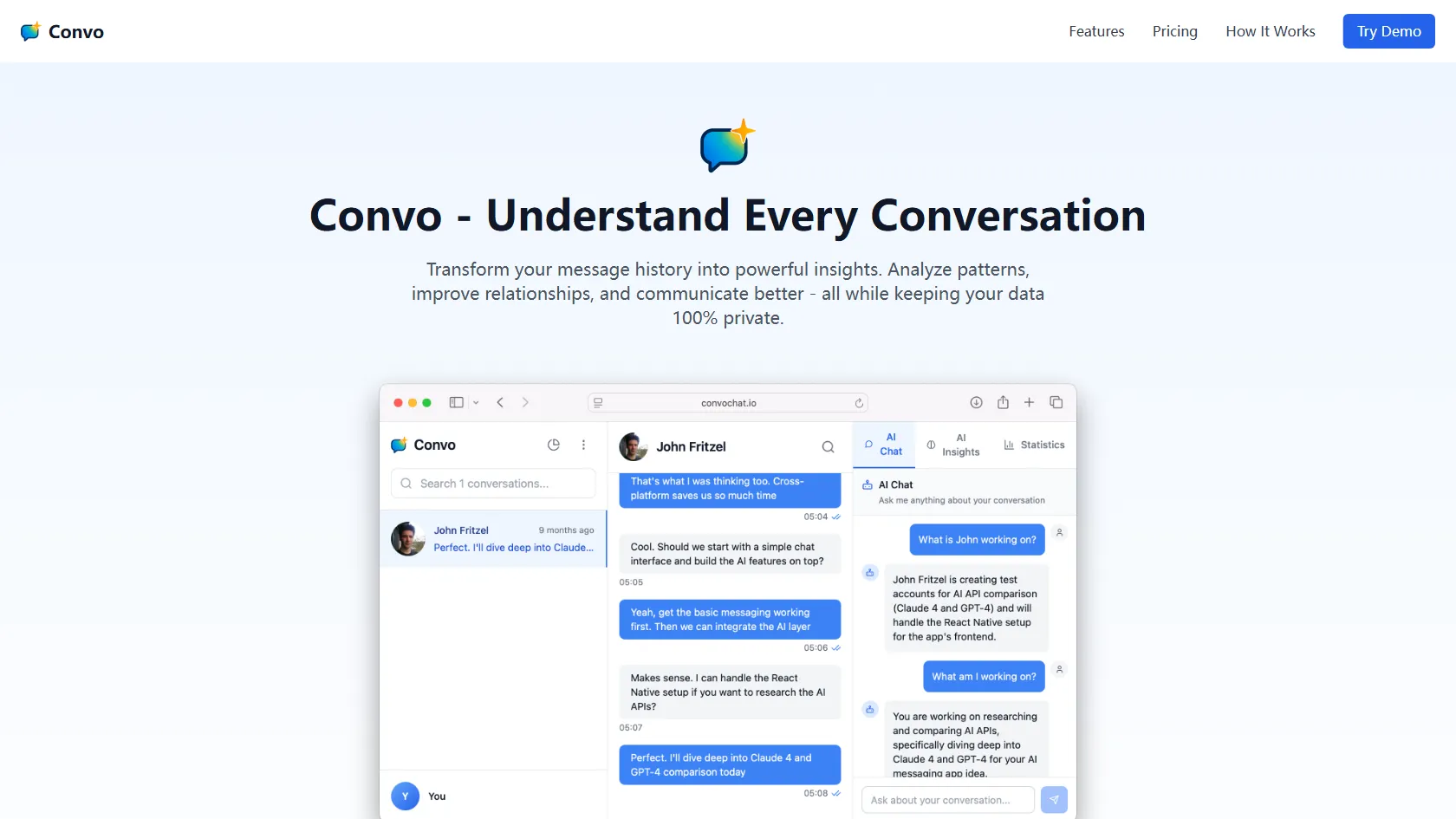 Convo screen shot