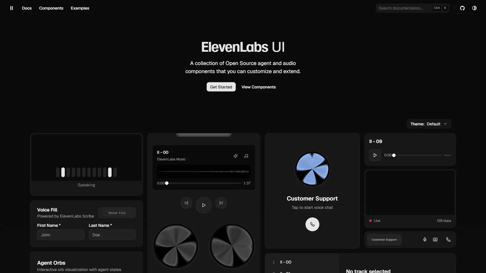 Screenshot or logo of ElevenLabs UI tool