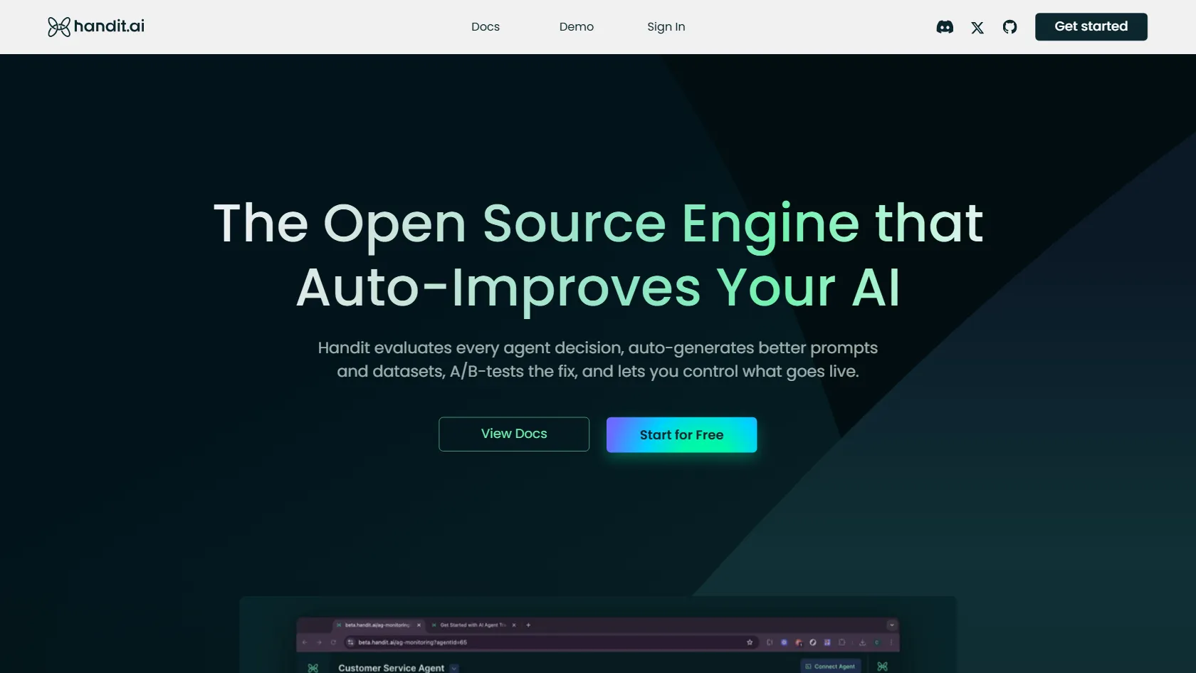 Handit.ai screen shot