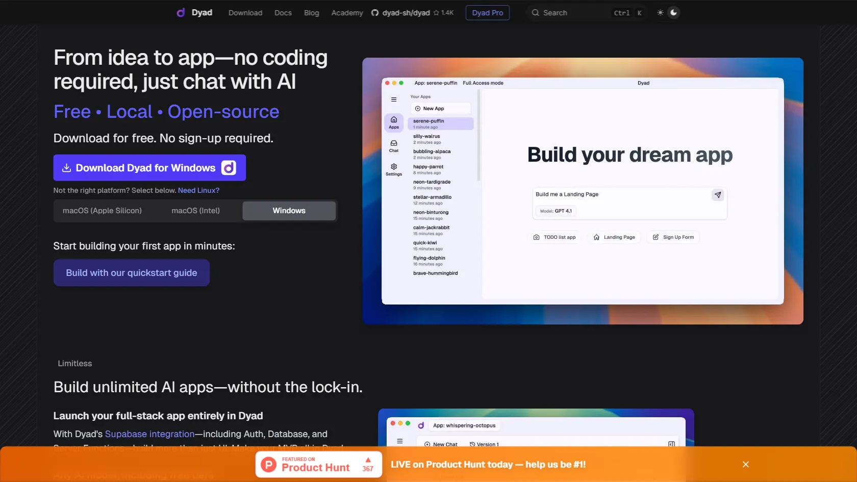 Dyad screen shot
