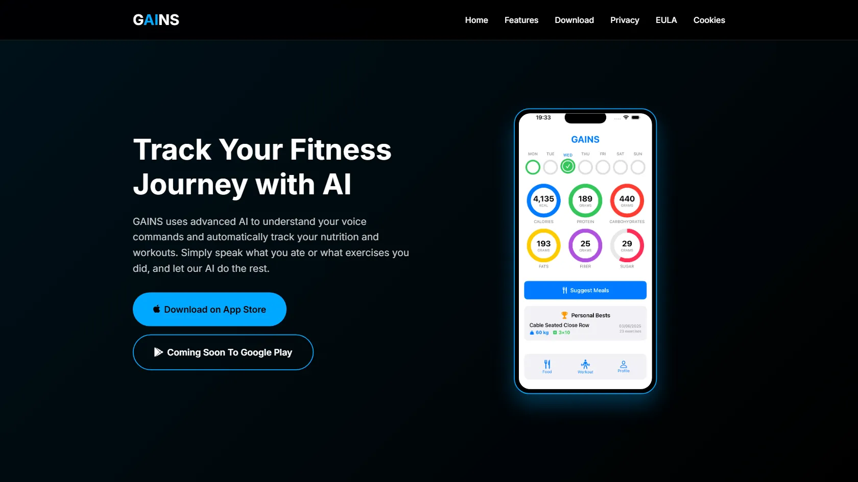 GAINS screen shot