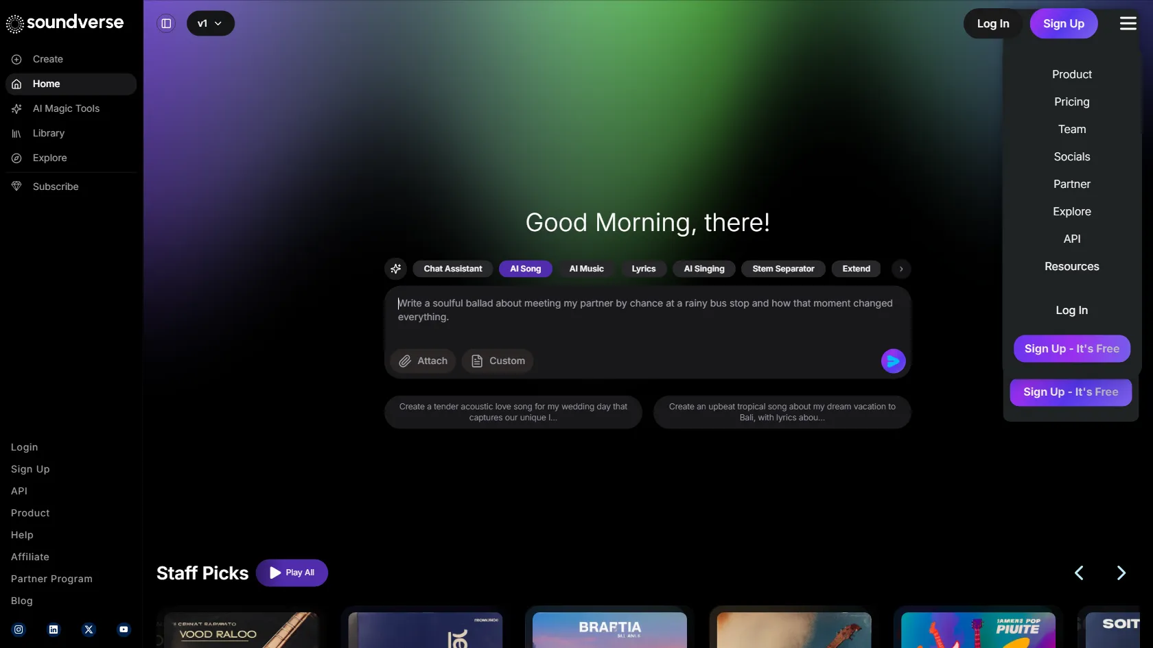 Soundverse AI screen shot