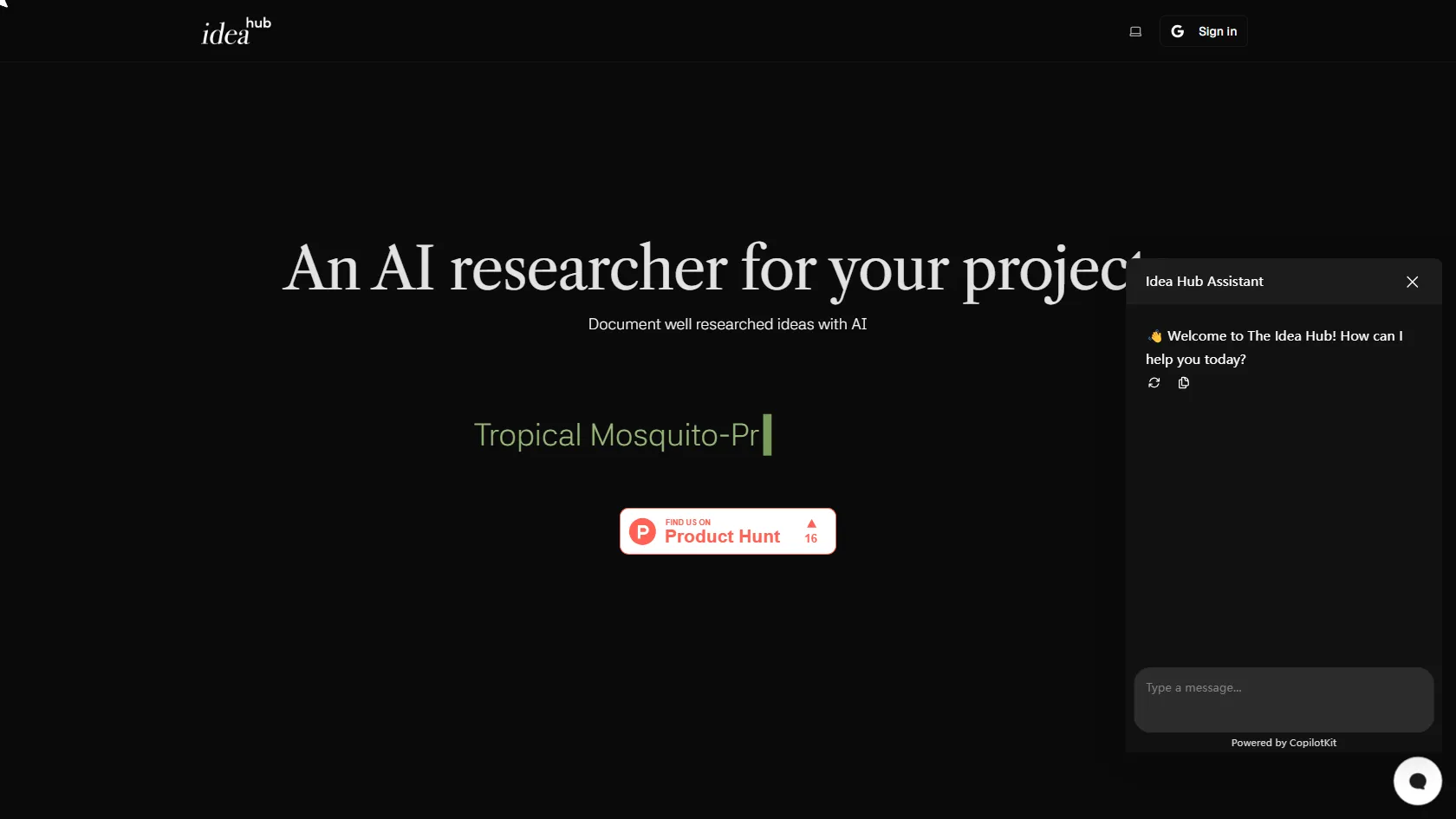 The Idea Hub screen shot