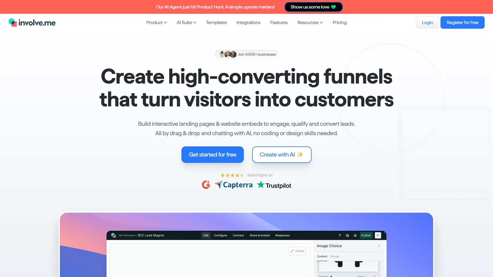 Screenshot or logo of involve.me tool