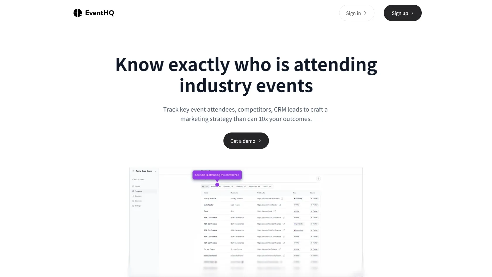 EventHQ screen shot