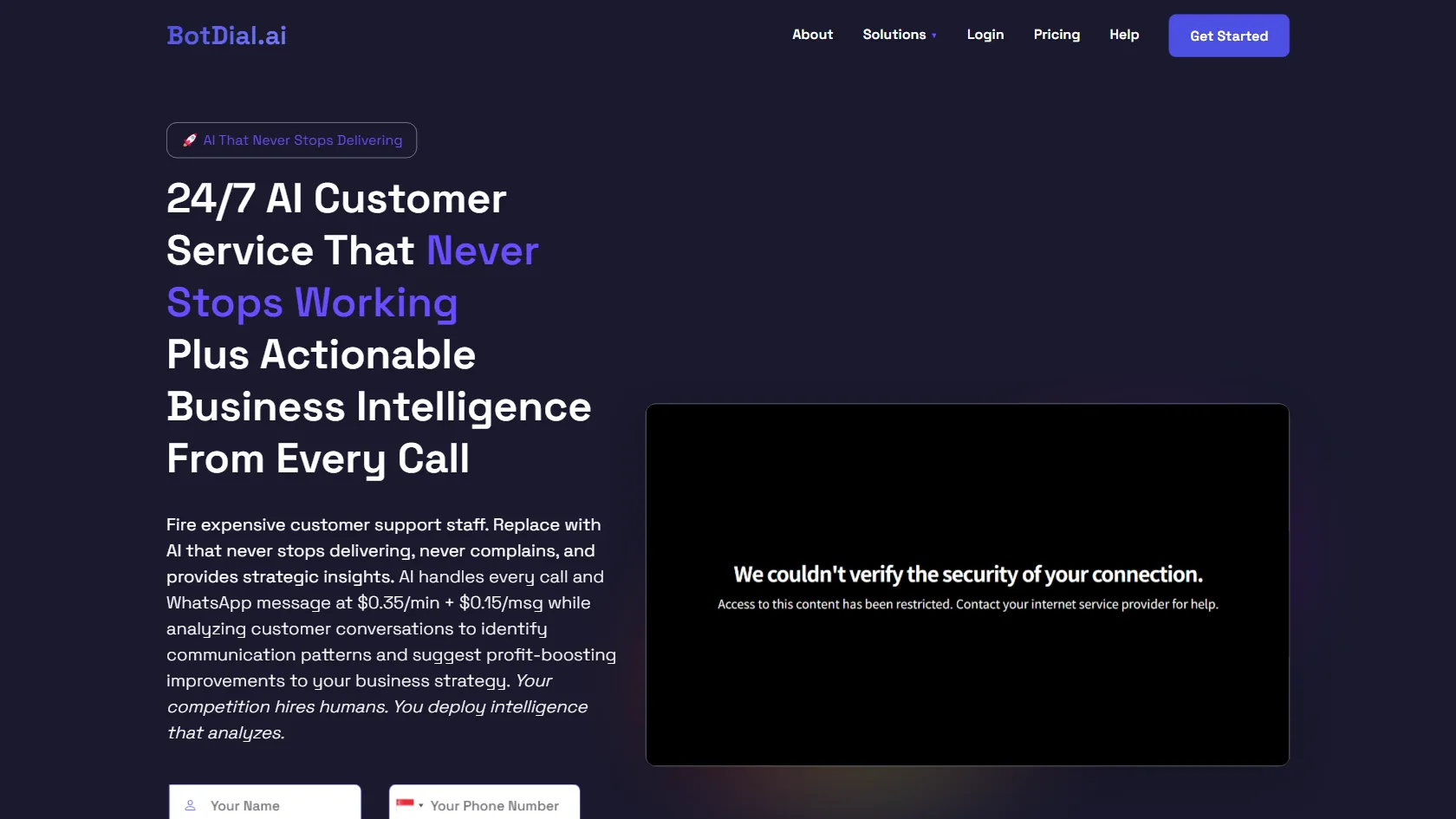 BotDial.ai screen shot