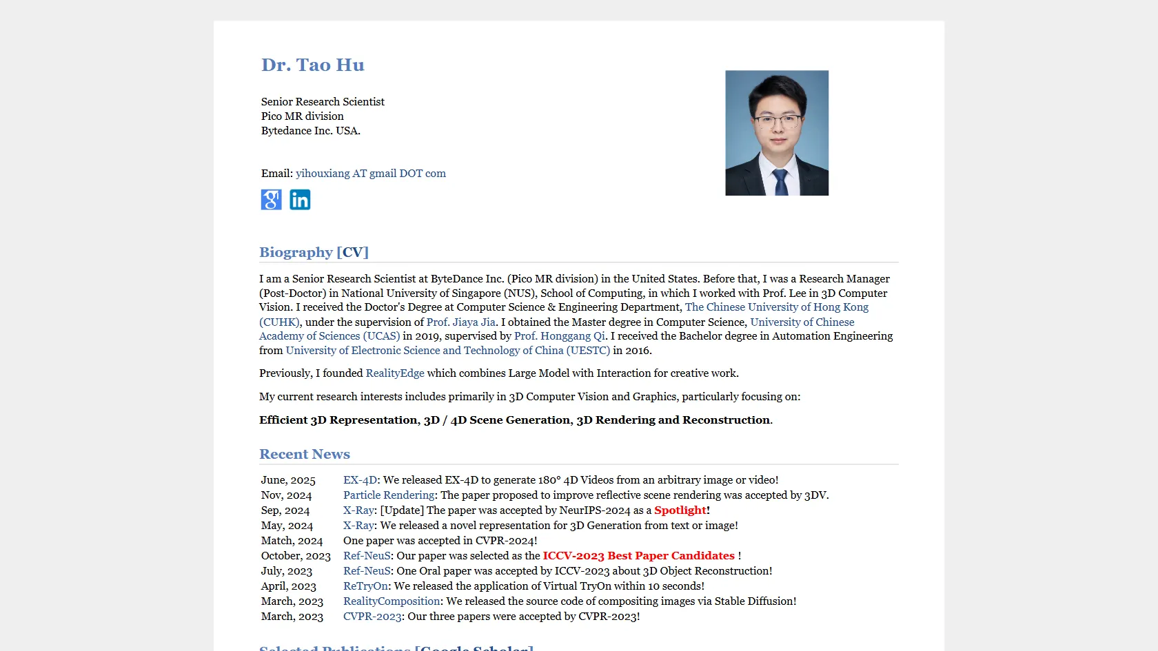 Screenshot or logo of Tao Hu's Homepage tool