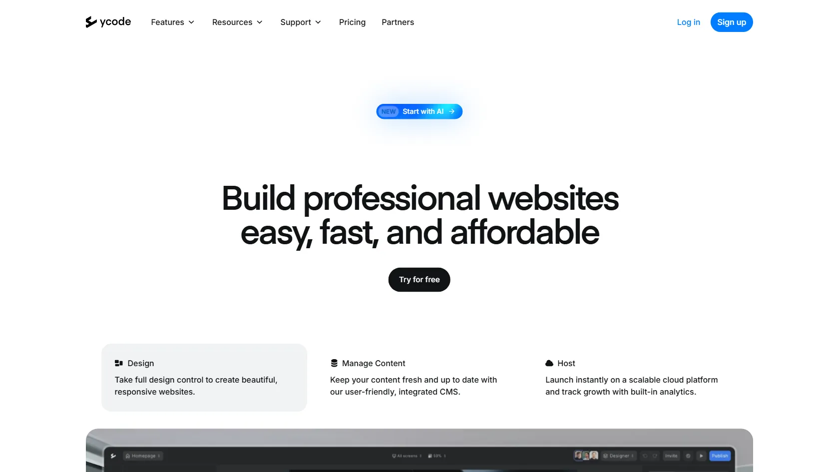Screenshot or logo of Ycode tool