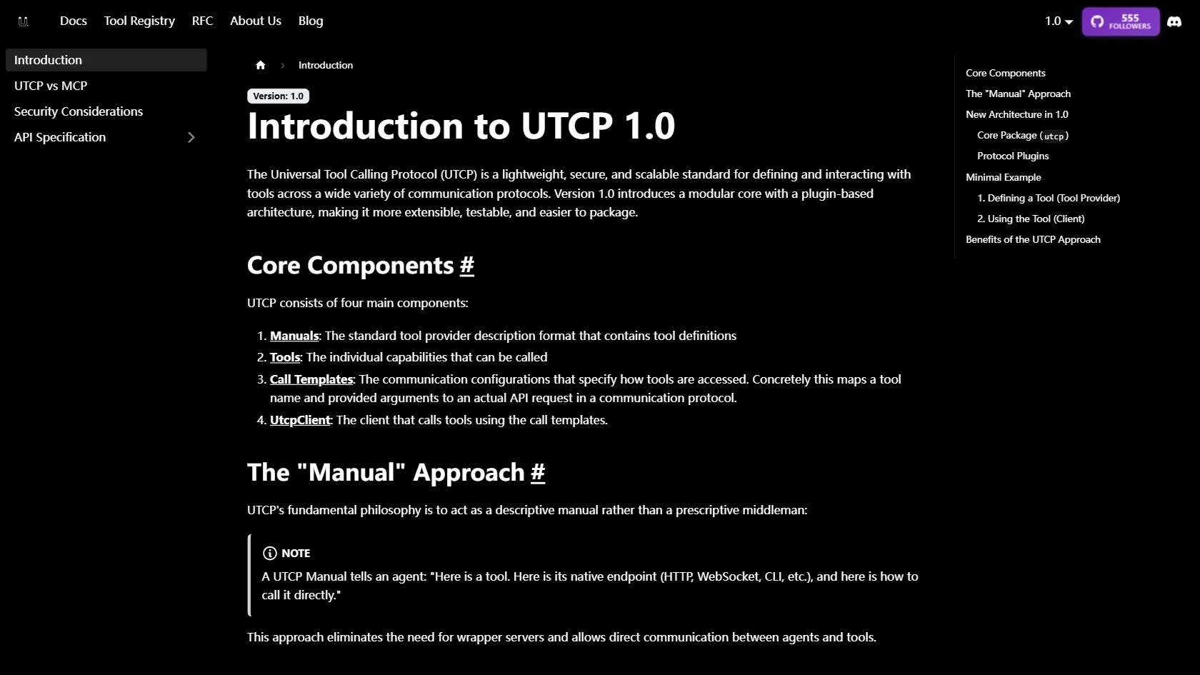 Screenshot or logo of Universal Tool Calling Protocol (UTCP) tool