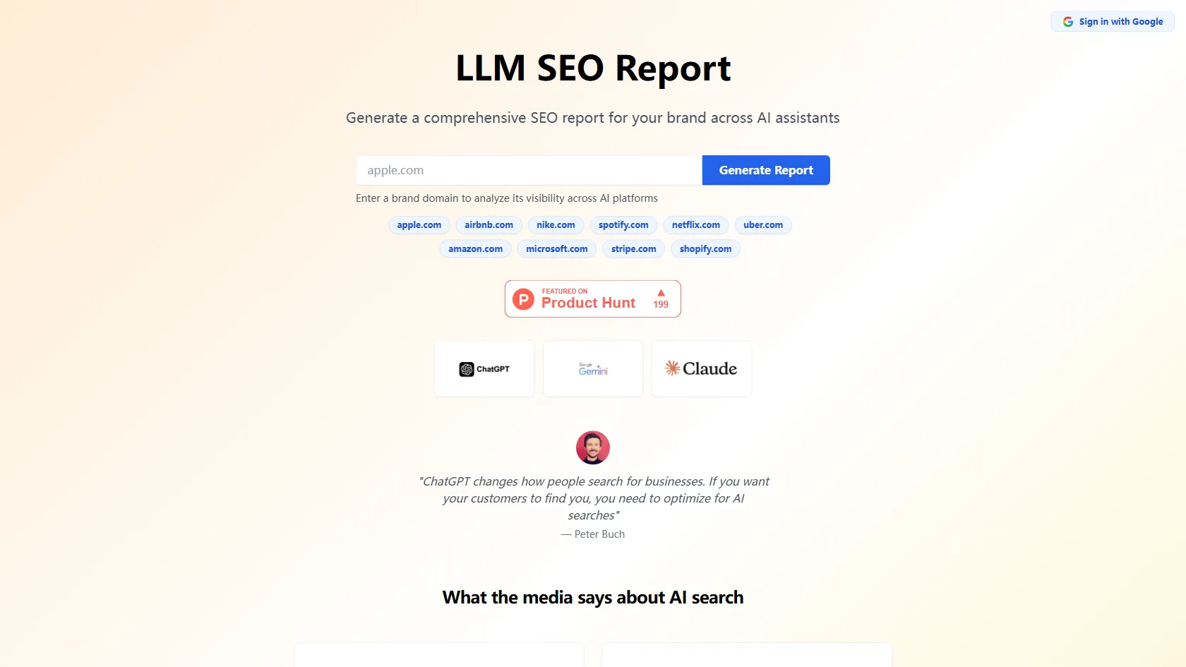 LLM SEO Report screen shot