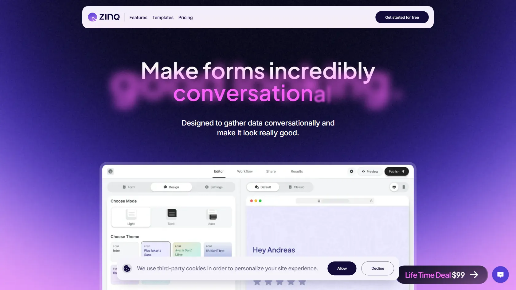 ZINQ screen shot