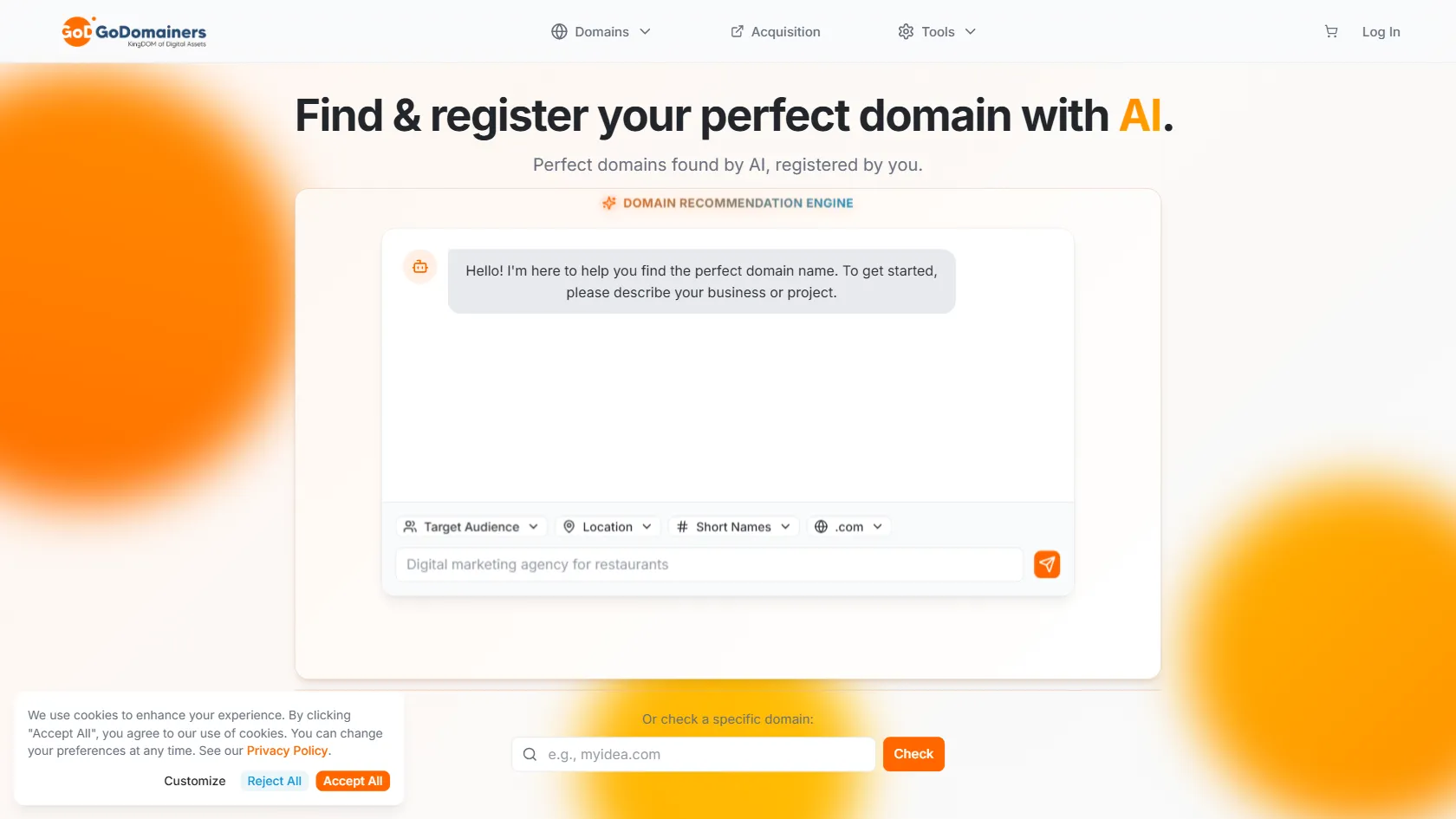 Screenshot or logo of GoDomainers tool
