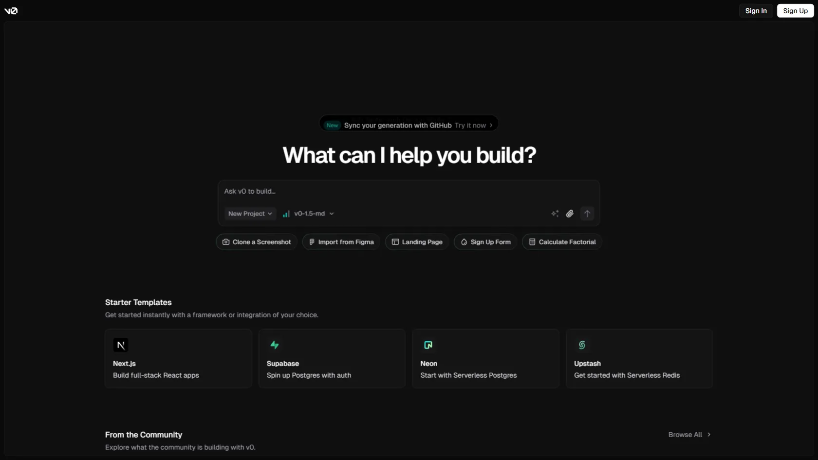 v0.dev screen shot