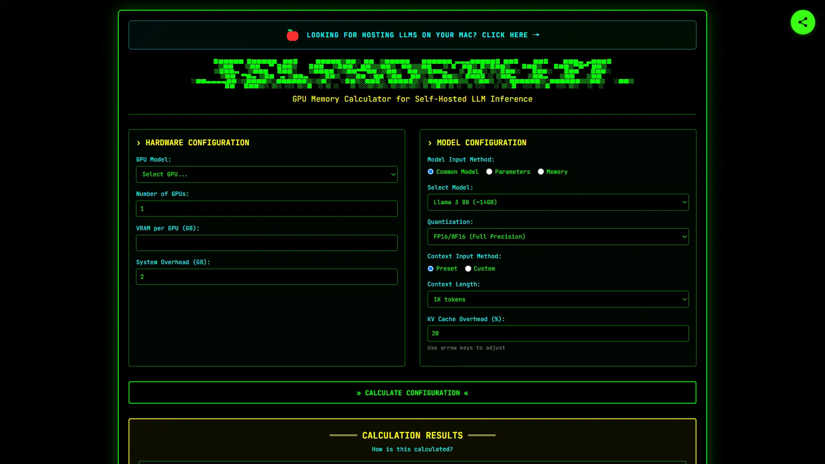 Screenshot or logo of SelfHostLLM tool