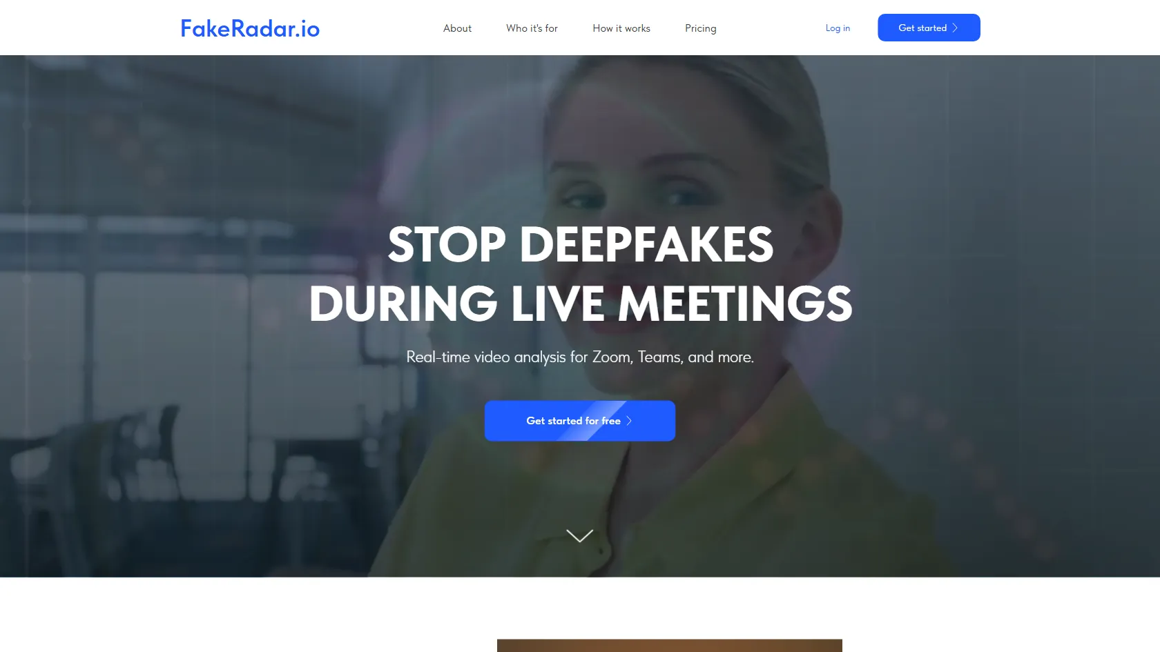 Screenshot or logo of FakeRadar.io tool