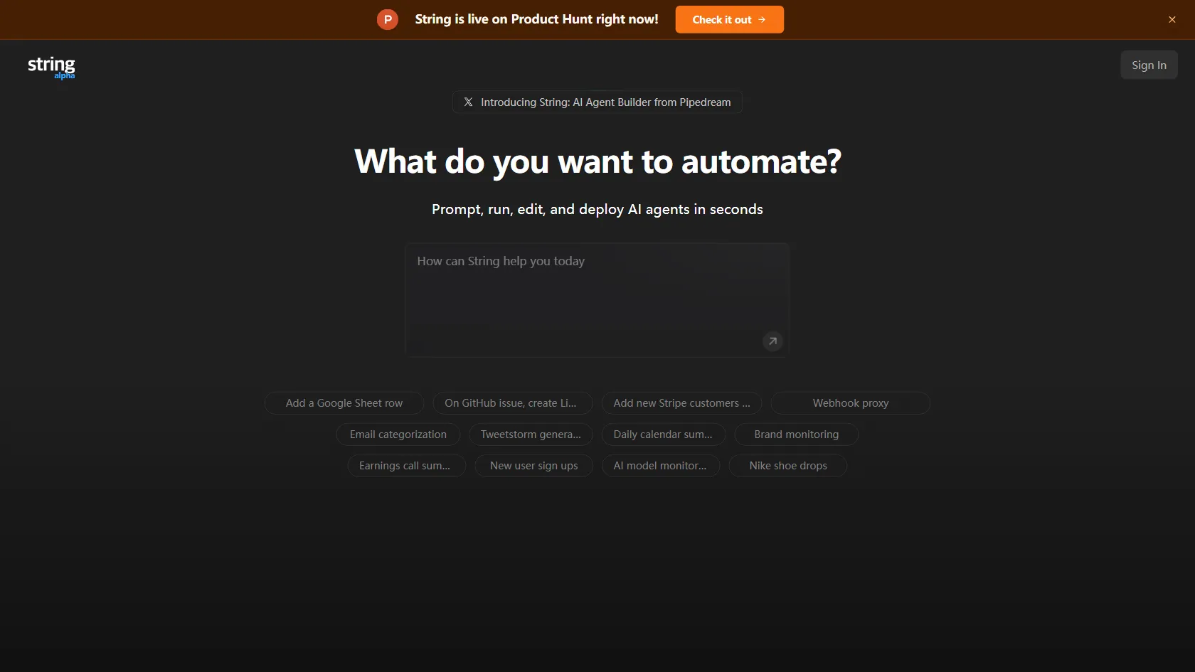 String.com screen shot
