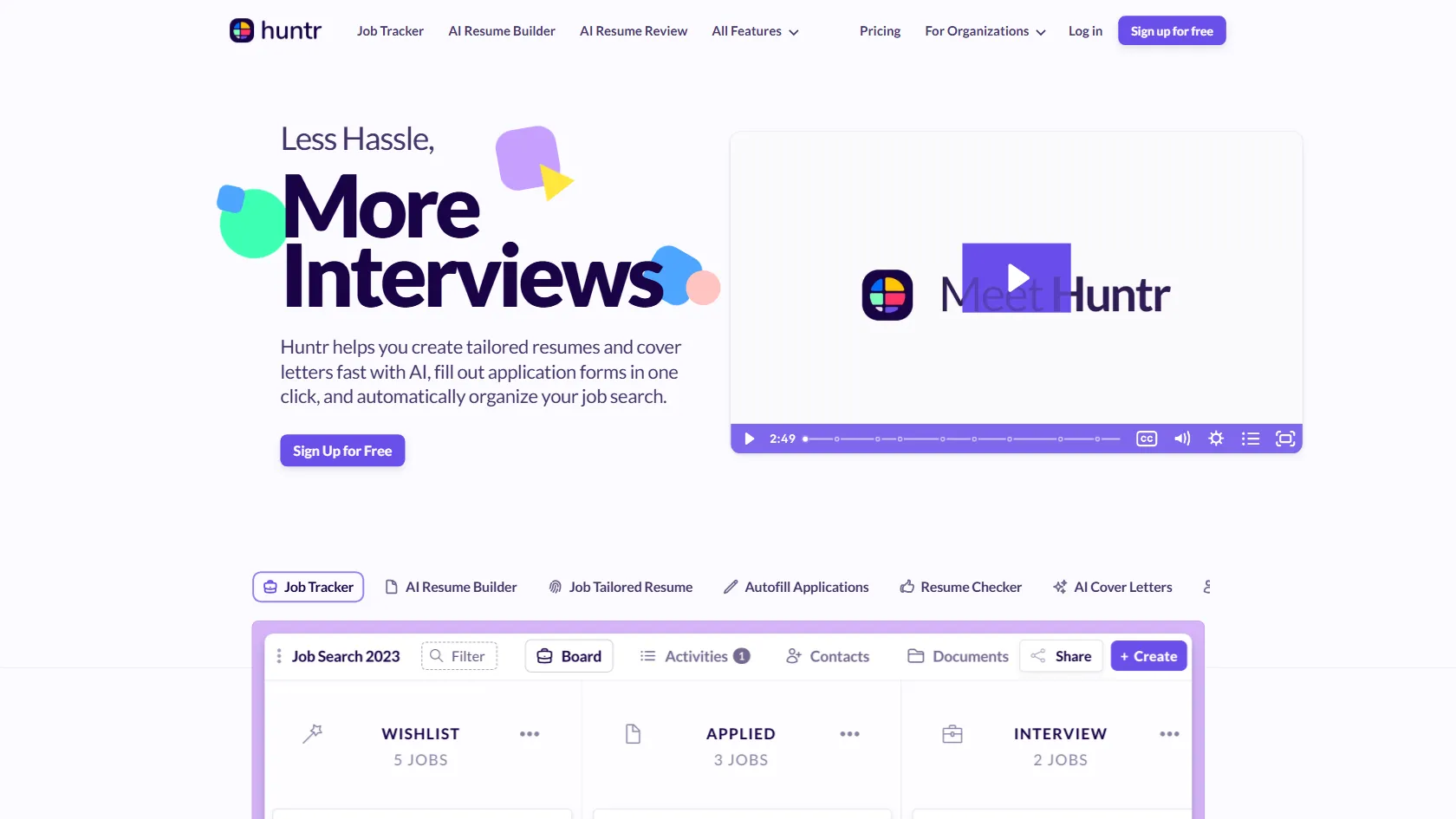 Huntr screen shot