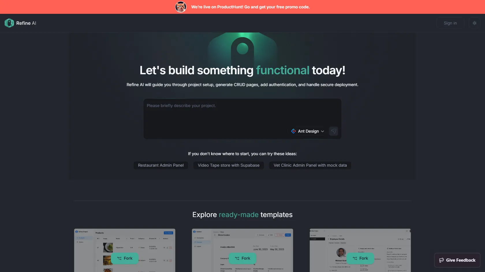 Refine AI screen shot